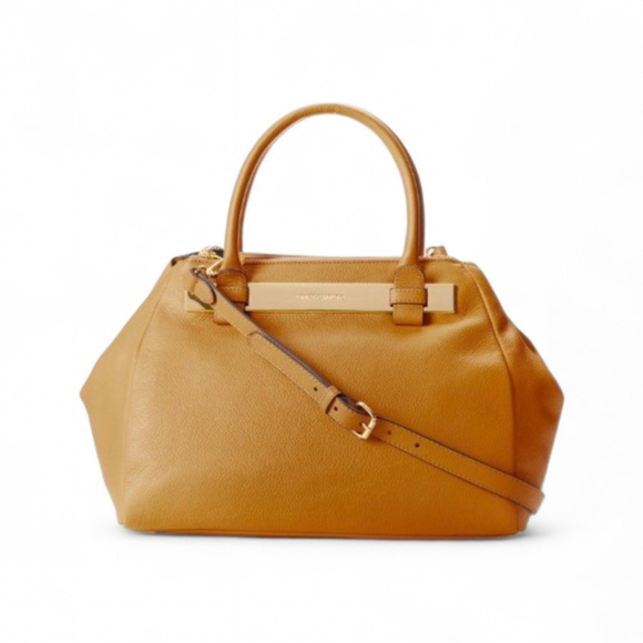 Vince Camuto Handbags - Vince Camuto Camel Leather Hand Bag Rainbow Tie Dye Interior Magnetic Closure
